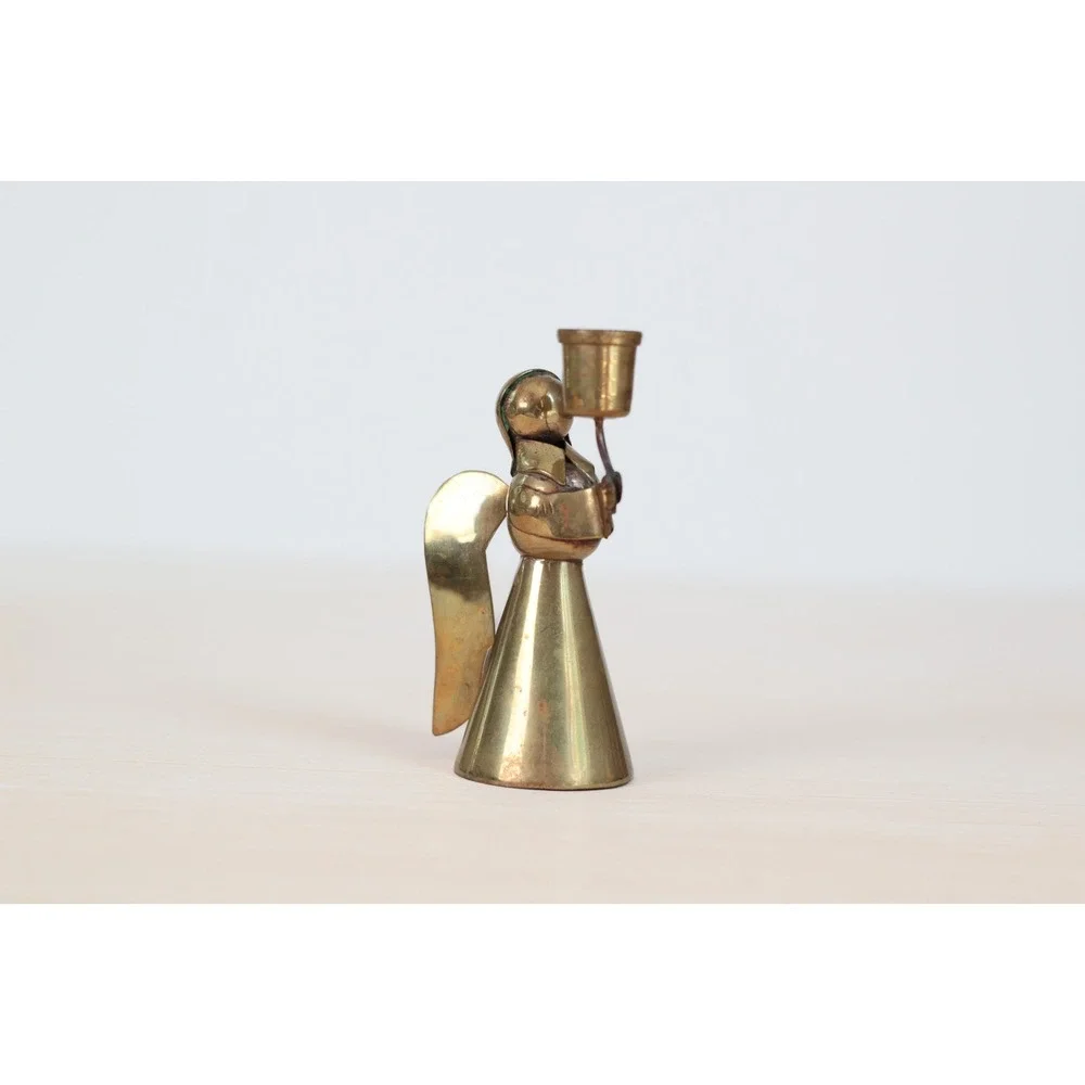 Vintage Brass Angel Candle‎ Holder, Mid-Century Holiday Decor
